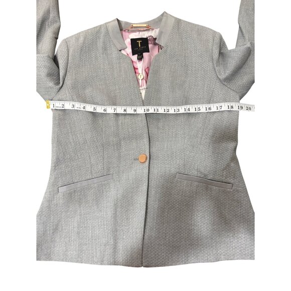Ted Baker Womens Blazer Textured One-Button Tailored Jacket Gray US Size 10 NEW - Picture 5 of 7